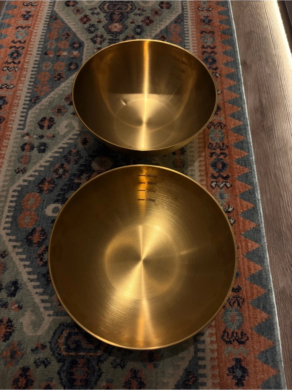 Set of Two Gold-Tone Mixing Bowls